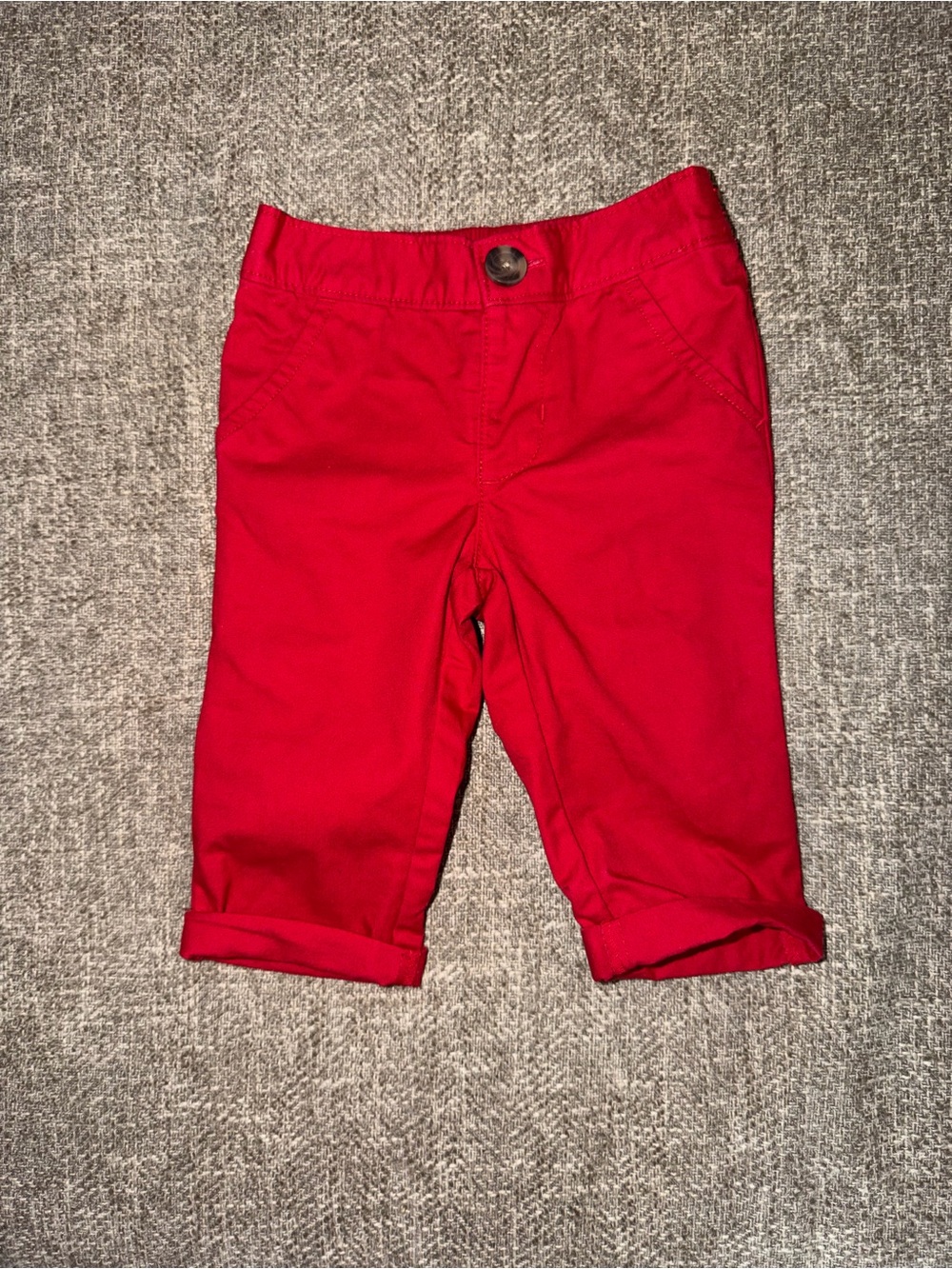 Old Navy Baby Boy 3-6 Months Red Chino Pants Slacks Twill Cuffed Holiday EUC